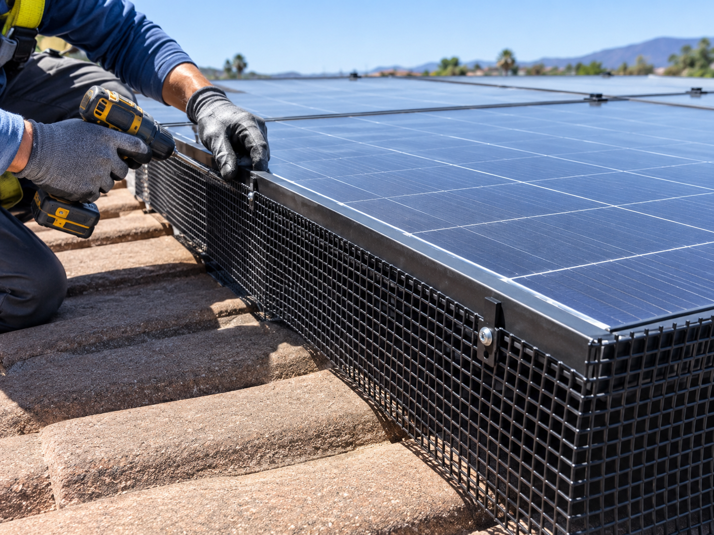 solar panel bird proofing installation